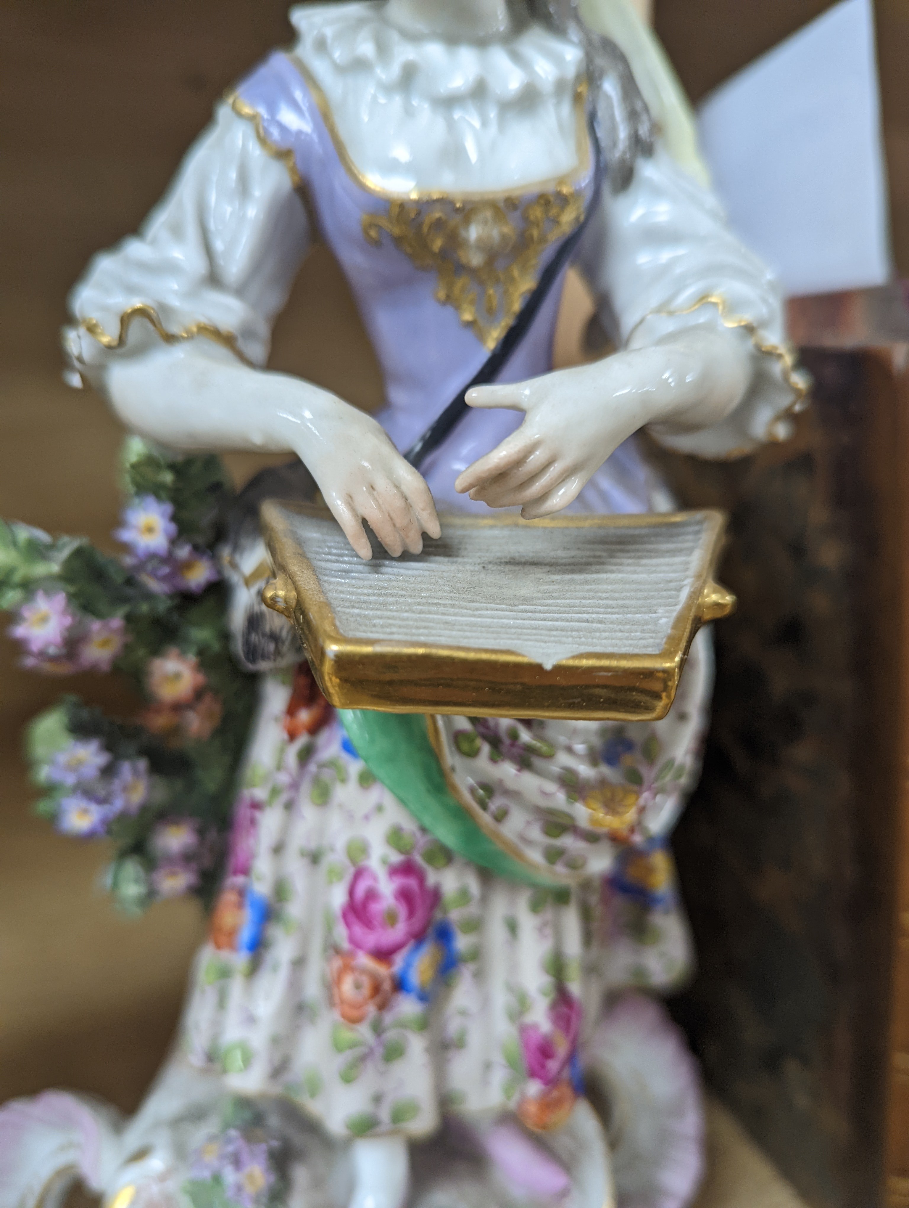 Two Continental porcelain figures, a lady and a gent 27cm